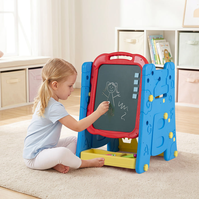 3 in 1 Art Easel for Kids Double Sided Magnetic Board Chalkboard and Whiteboard-