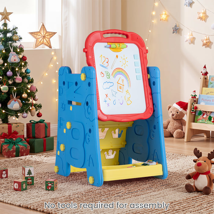 3 in 1 Art Easel for Kids Double Sided Magnetic Board Chalkboard and Whiteboard-