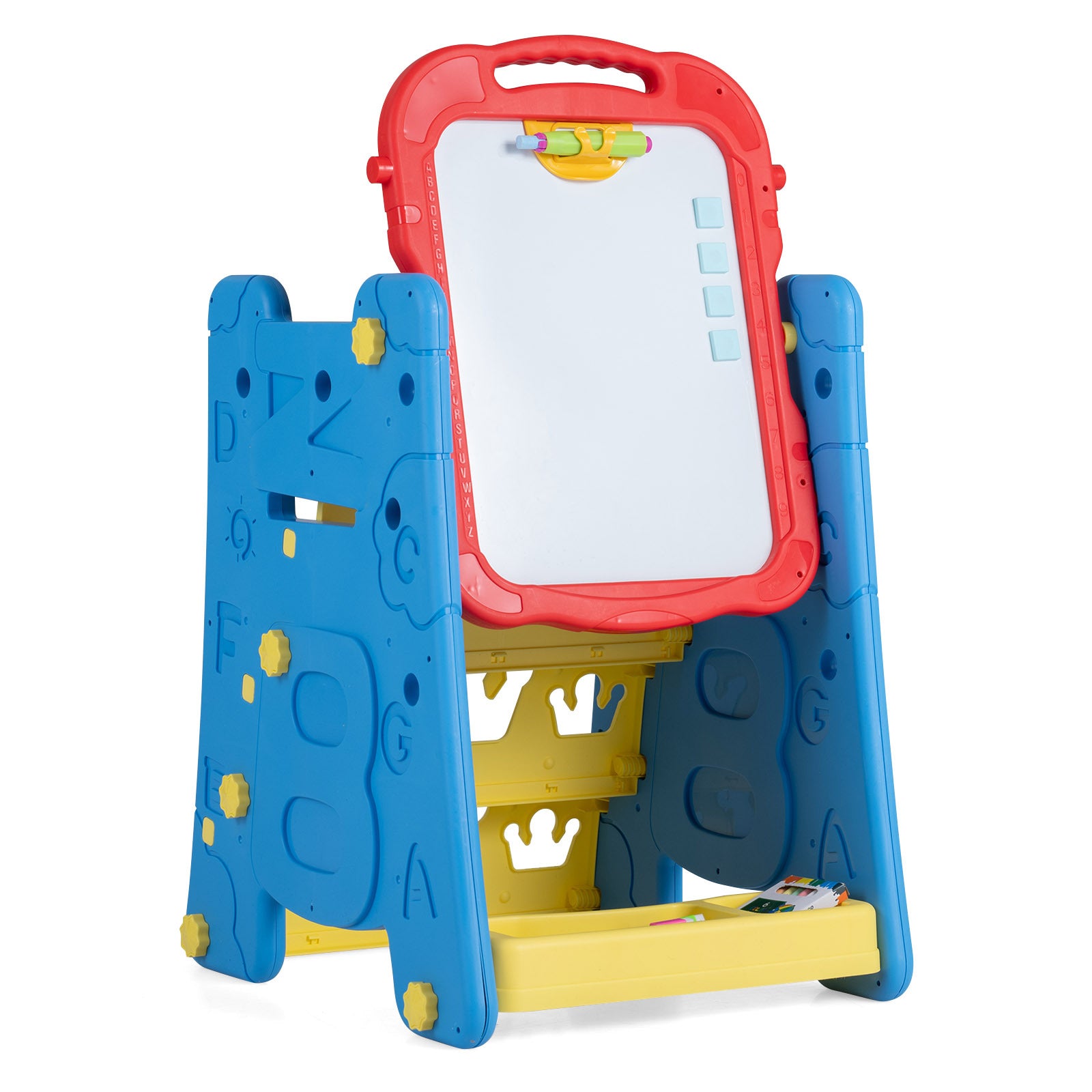 3 in 1 Art Easel for Kids Double Sided Magnetic Board Chalkboard and Whiteboard-