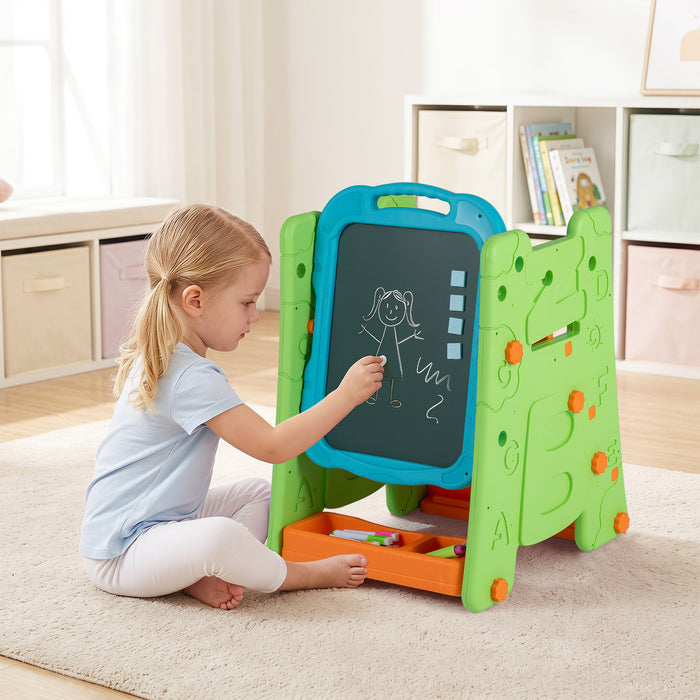 3 in 1 Art Easel for Kids Double Sided Magnetic Board Chalkboard and Whiteboard-