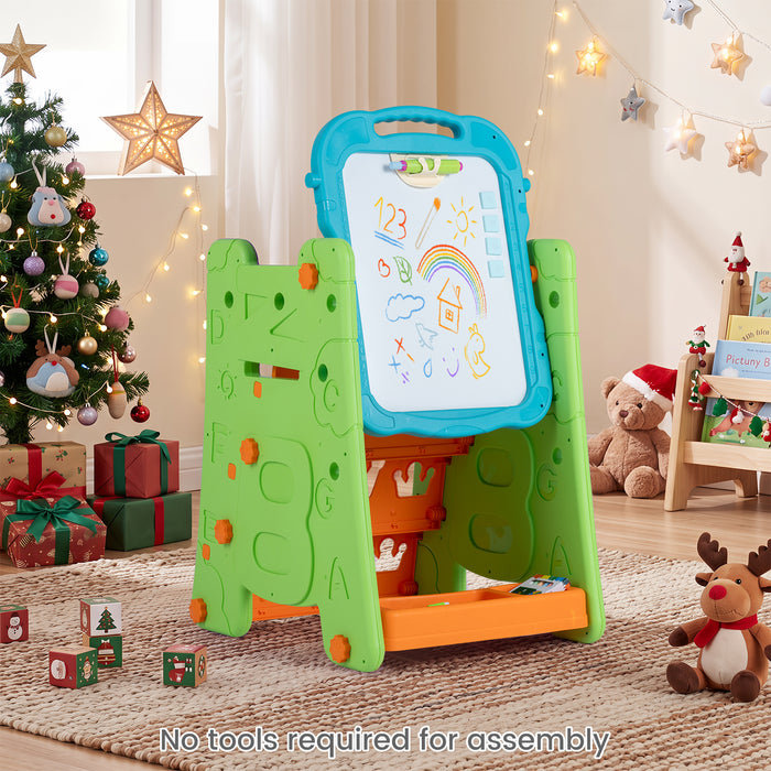 3 in 1 Art Easel for Kids Double Sided Magnetic Board Chalkboard and Whiteboard-