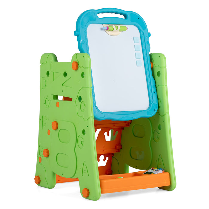 3 in 1 Art Easel for Kids Double Sided Magnetic Board Chalkboard and Whiteboard-