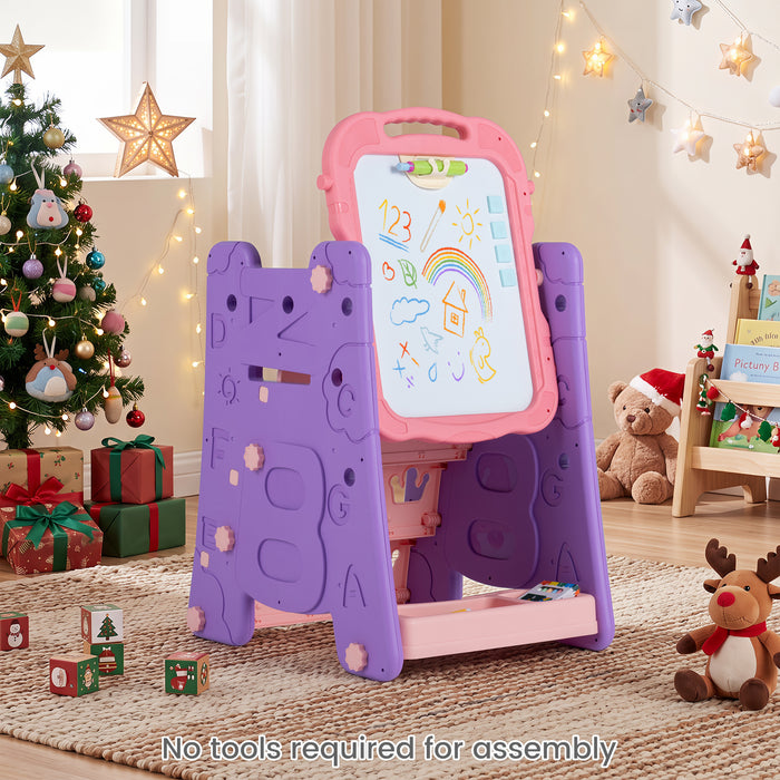 3 in 1 Art Easel for Kids Double Sided Magnetic Board Chalkboard and Whiteboard-