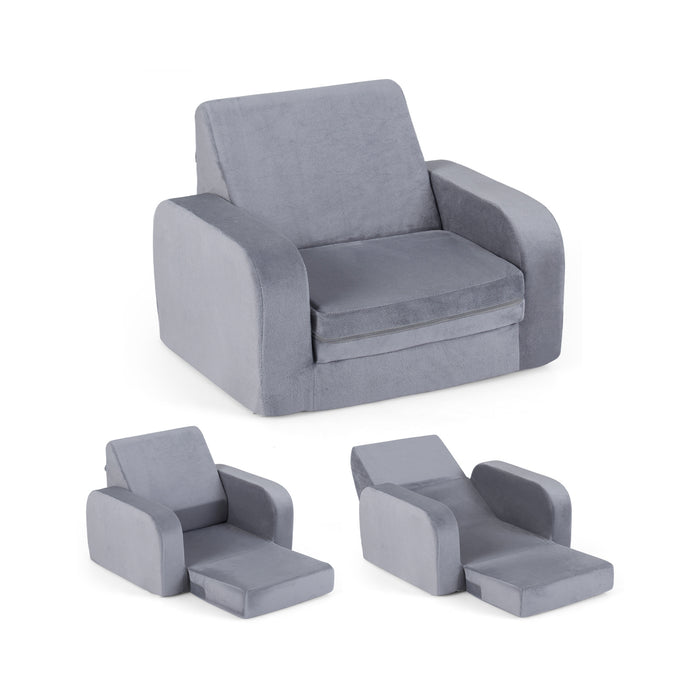 3-in-1 Convertible Kids Sofa Bed with Ultra-soft Crystal Velvet-