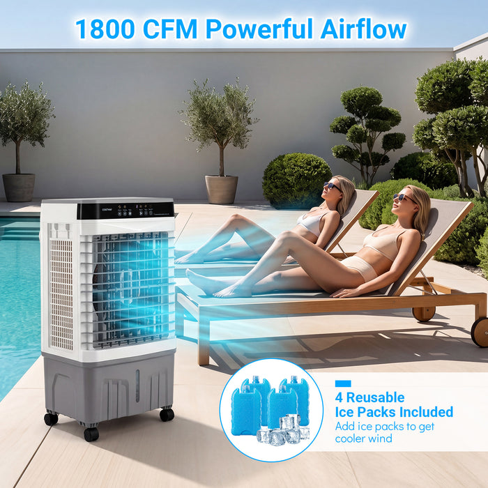 3-in-1 Evaporative Air Cooler with 15L Water Tank and 3 Speeds-