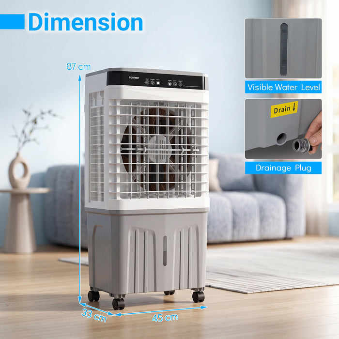 3-in-1 Evaporative Air Cooler with 20L Water Tank and 3 Speeds-