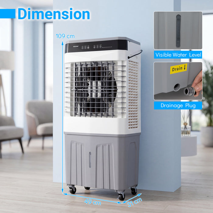 3-in-1 Evaporative Air Cooler with 27L Water Tank and 3 Speeds-