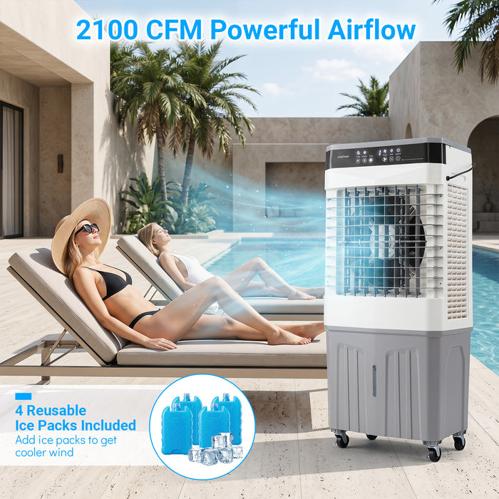 3-in-1 Evaporative Air Cooler with 27L Water Tank and 3 Speeds-