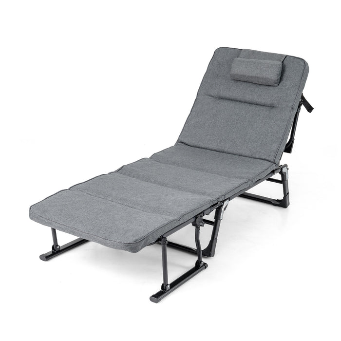 3-in-1 Folding Camping Cot with Removable Mattress and Flip-up Pillow-