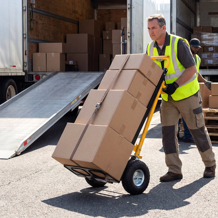 3-in-1 Folding Hand Truck Heavy-Duty Convertible Platform Cart with Rubber Wheels and Ergonomic Handle-