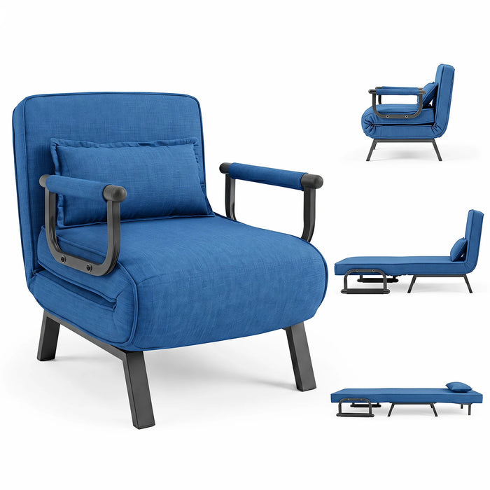 3-in-1 Folding Sofa Bed with Adjustable Backrest  with Adjustable Backrest-Blue