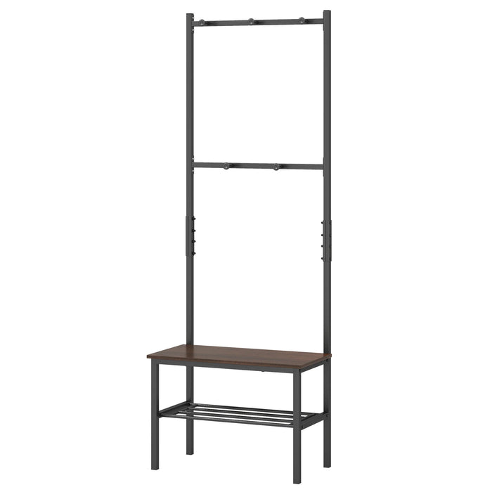 3-in-1 Freestanding Entryway Bench with Hooks and Shoe Storage for Entrance and Mudroom