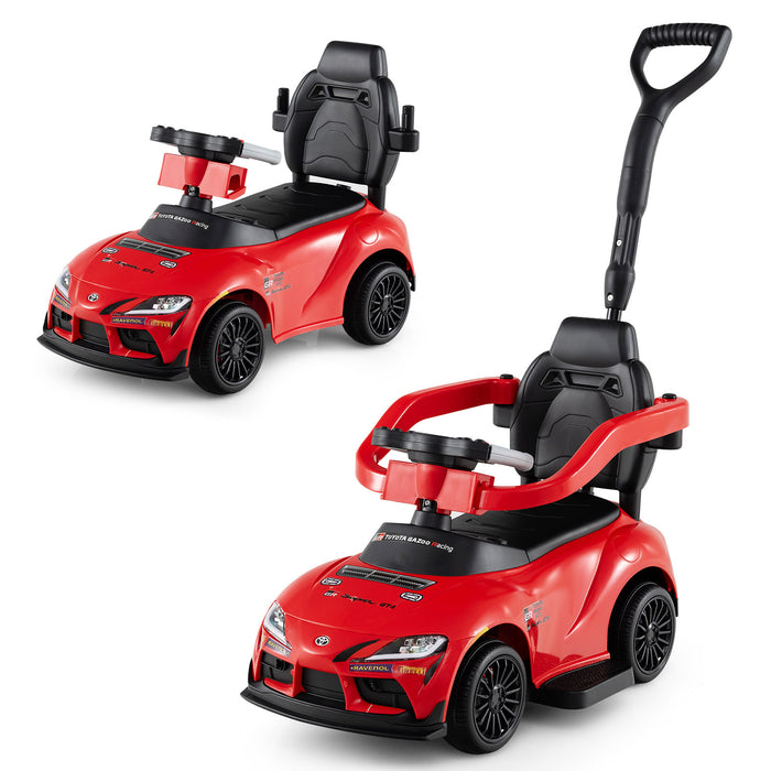 3-in-1 Push Car for Toddlers Toyota Licensed Sliding Car with Handle and Music-