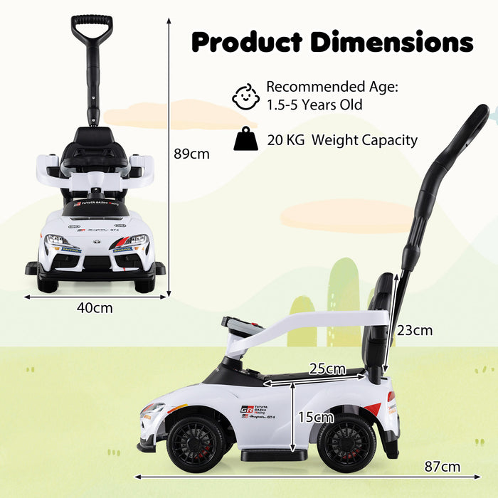 3-in-1 Push Car for Toddlers Toyota Licensed Sliding Car with Handle and Music-