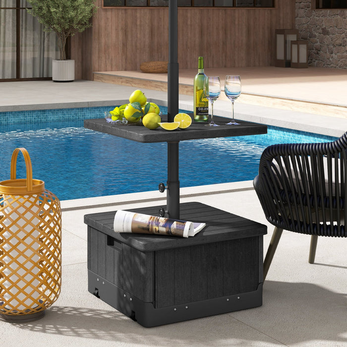 3-in-1 Patio Umbrella Base with Adjustable Tray and Weighted Bag-