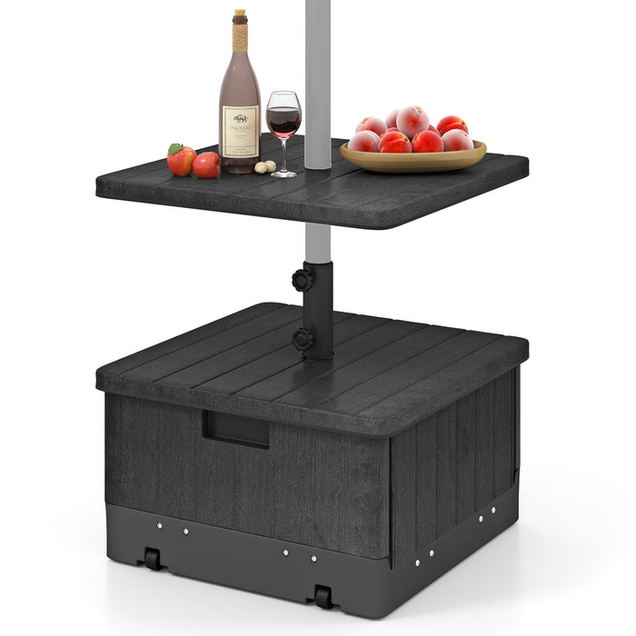3-in-1 Patio Umbrella Base with Adjustable Tray and Weighted Bag-