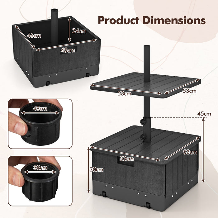 3-in-1 Patio Umbrella Base with Adjustable Tray and Weighted Bag-