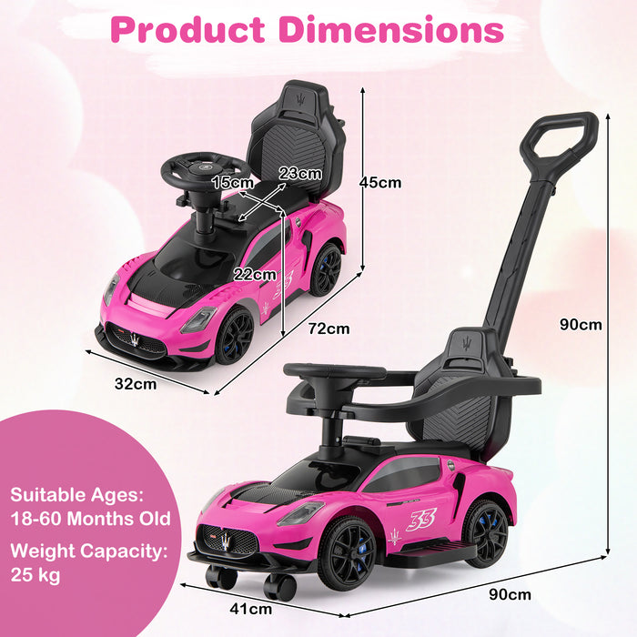 3-in-1 Ride on Push Car with 2 Universal Wheels, Music Steering, Guardrail and Handlebar-