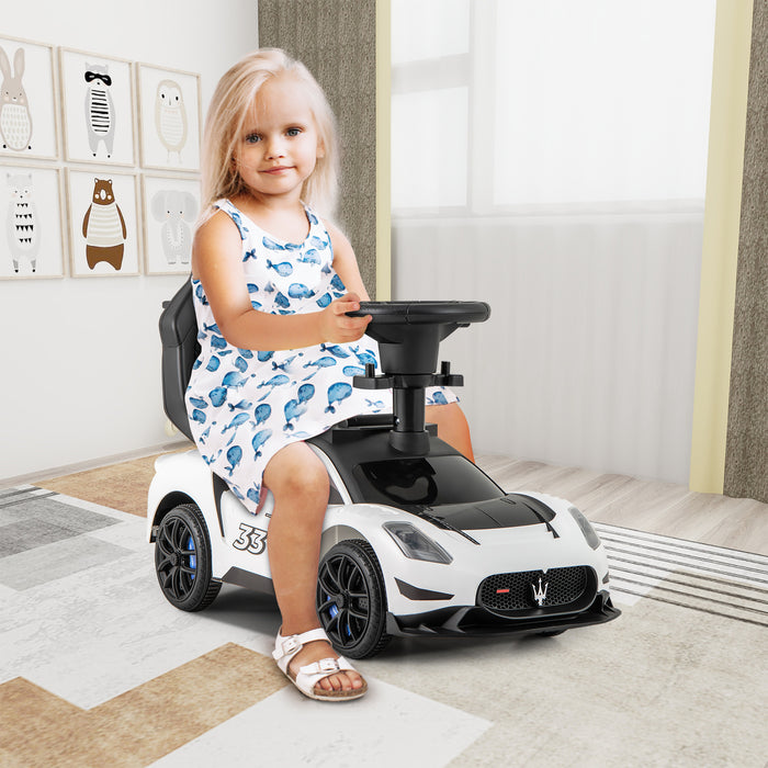 3-in-1 Ride on Push Car with 2 Universal Wheels, Music Steering, Guardrail and Handlebar-