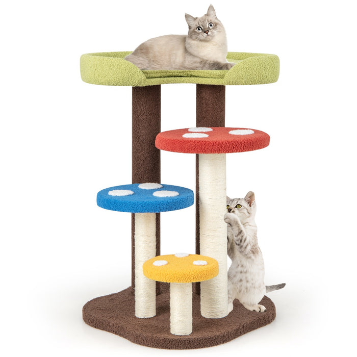 3-In-1 Cat Tree Model - Full-Wrapped Sisal Posts & Removable Mat and Platforms - Perfect for Scratching, Climbing and Lounging Cats