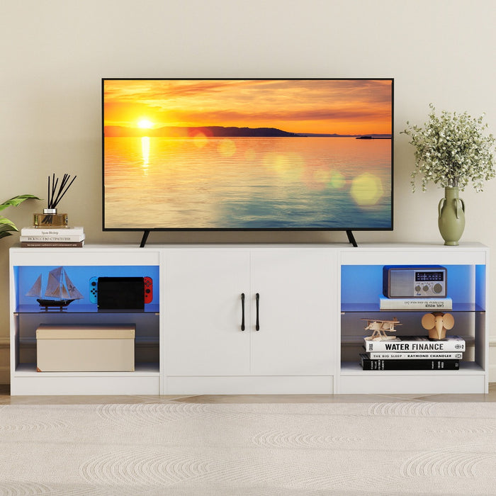 3-in-1 Entertainment Center with Adjustable Glass Shelves-