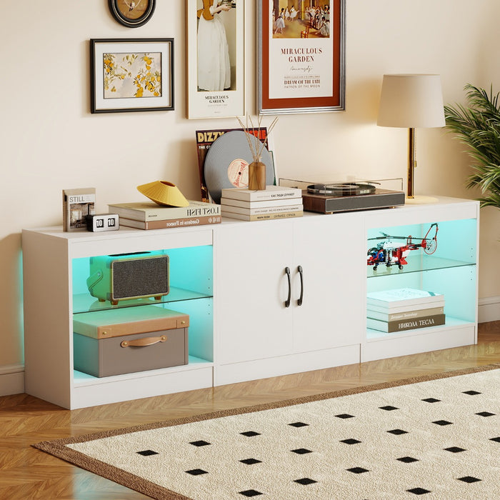 3-in-1 Entertainment Center with Adjustable Glass Shelves-