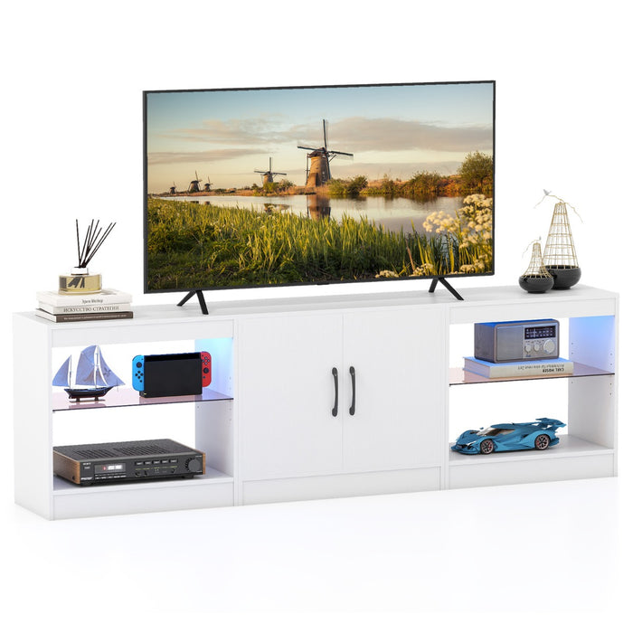 3-in-1 Entertainment Center with Adjustable Glass Shelves-