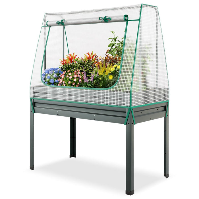3-in-1 Raised Garden Bed with Greenhouse Cover and Trellis-