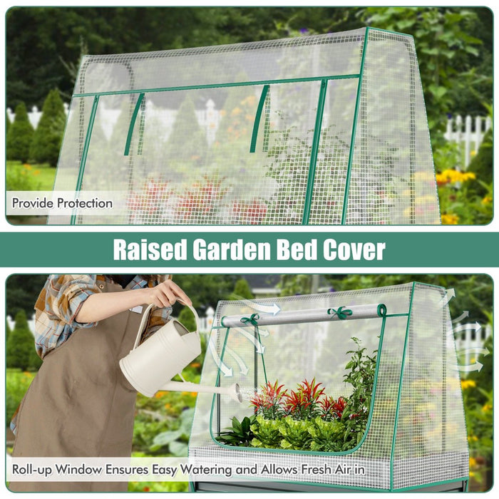 3-in-1 Raised Garden Bed with Greenhouse Cover and Trellis-