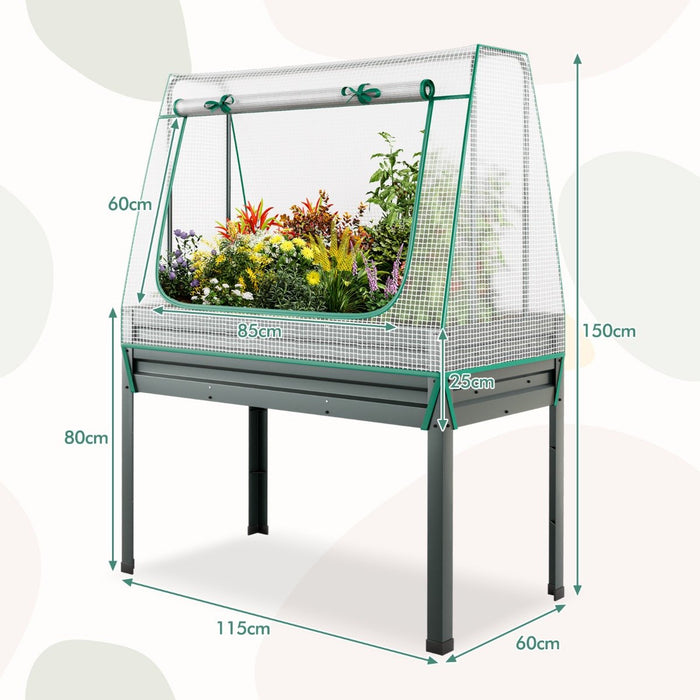 3-in-1 Raised Garden Bed with Greenhouse Cover and Trellis-