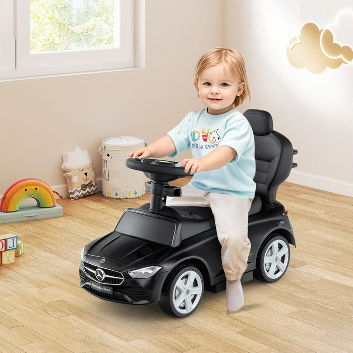3-in-1 Ride on Push Car with Adjustable Canopy and Steering Push Bar-