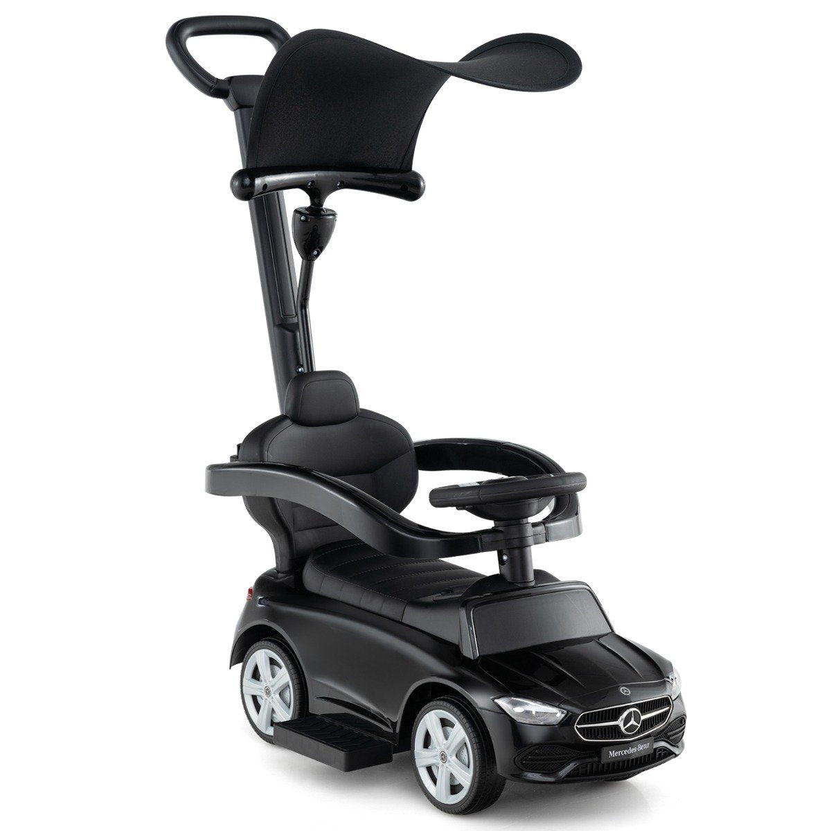 3-in-1 Ride on Push Car with Adjustable Canopy and Steering Push Bar ...