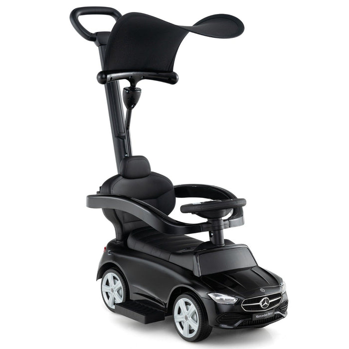 3-in-1 Ride on Push Car with Adjustable Canopy and Steering Push Bar-