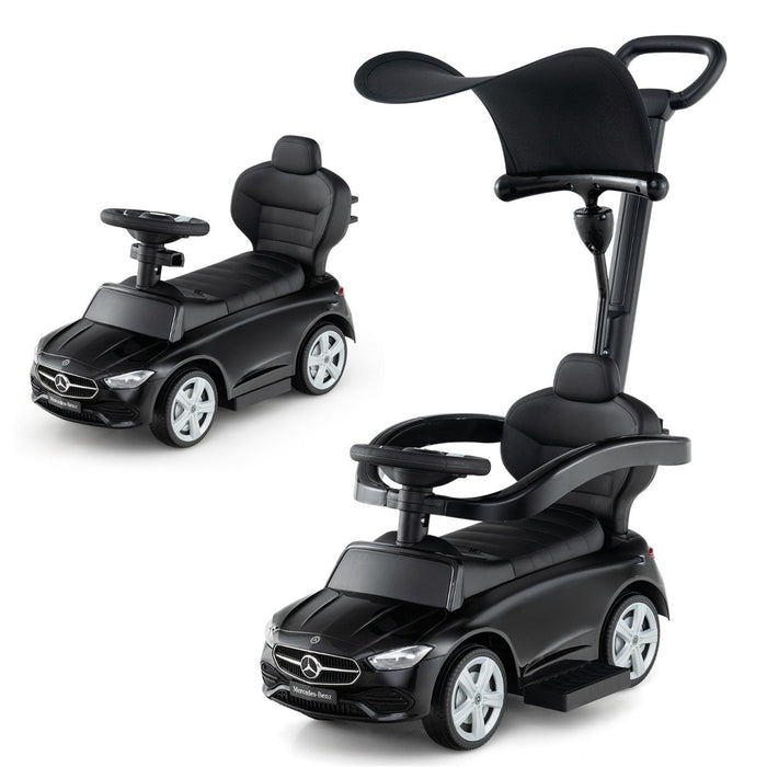 3-in-1 Ride on Push Car with Adjustable Canopy and Steering Push Bar-