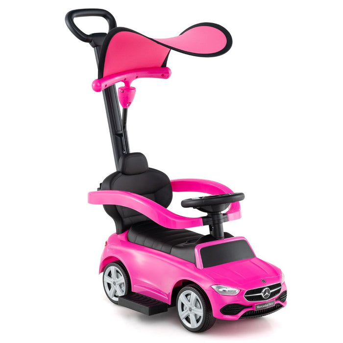 3-in-1 Ride on Push Car with Adjustable Canopy and Steering Push Bar-