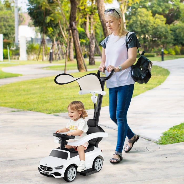 3-in-1 Ride on Push Car with Adjustable Canopy and Steering Push Bar-