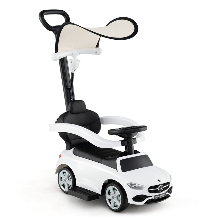 3-in-1 Ride on Push Car with Adjustable Canopy and Steering Push Bar-