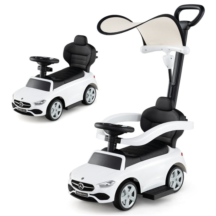 3-in-1 Ride on Push Car with Adjustable Canopy and Steering Push Bar-