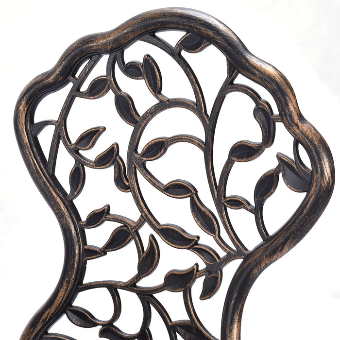 Cast Aluminum Bistro Set - 3-Piece Outdoor Furniture with Rust-Resistant and Leaf Design - Ideal for Patio Entertaining and Garden Decor