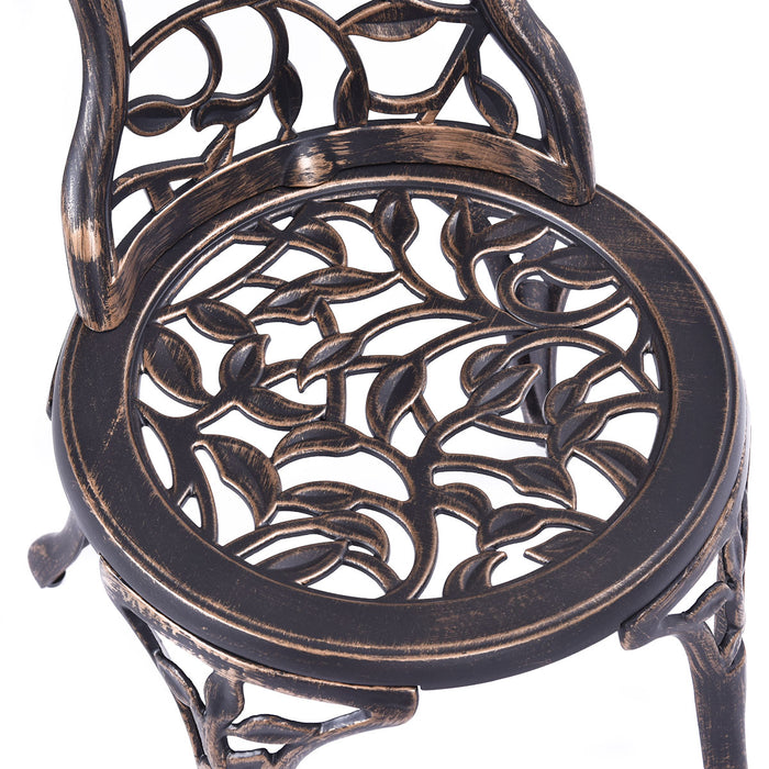 Cast Aluminum Bistro Set - 3-Piece Outdoor Furniture with Rust-Resistant and Leaf Design - Ideal for Patio Entertaining and Garden Decor