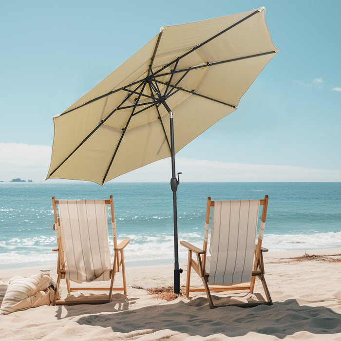295 cm 3-tier Vented Patio Large Market Table Umbrella with Push Button Tilt-