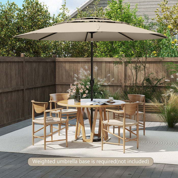 295 cm 3-tier Vented Patio Large Market Table Umbrella with Push Button Tilt-