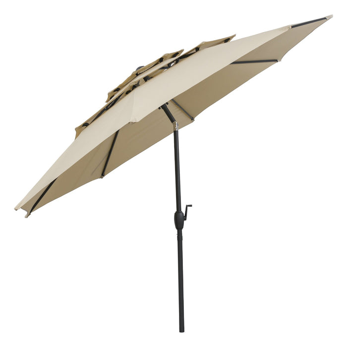 295 cm 3-tier Vented Patio Large Market Table Umbrella with Push Button Tilt-