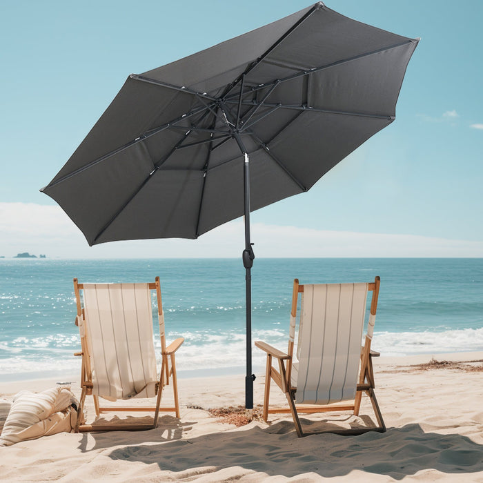 295 cm 3-tier Vented Patio Large Market Table Umbrella with Push Button Tilt-