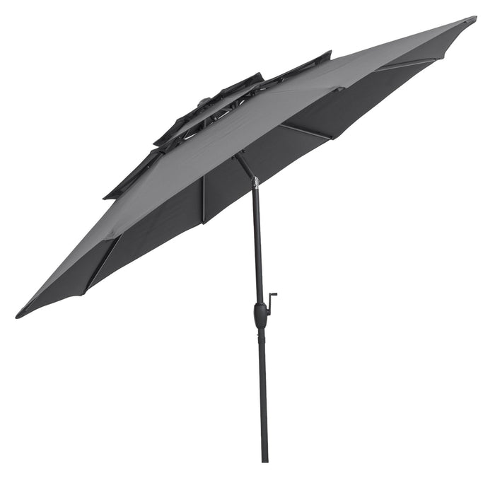 295 cm 3-tier Vented Patio Large Market Table Umbrella with Push Button Tilt-