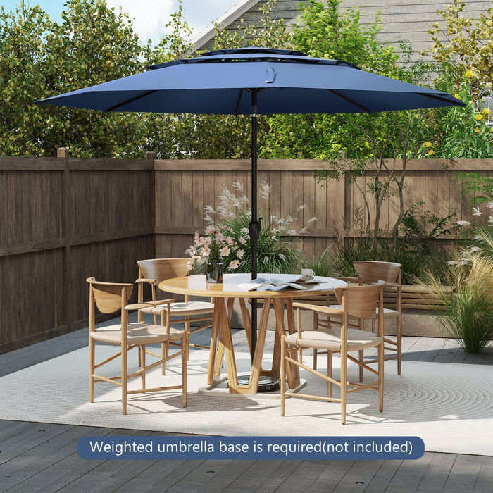 295 cm 3-tier Vented Patio Large Market Table Umbrella with Push Button Tilt-