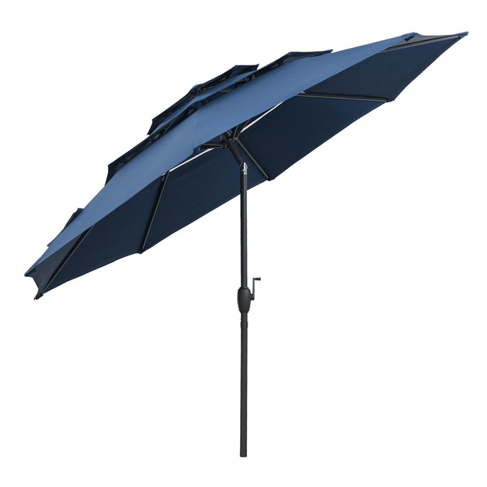 295 cm 3-tier Vented Patio Large Market Table Umbrella with Push Button Tilt-