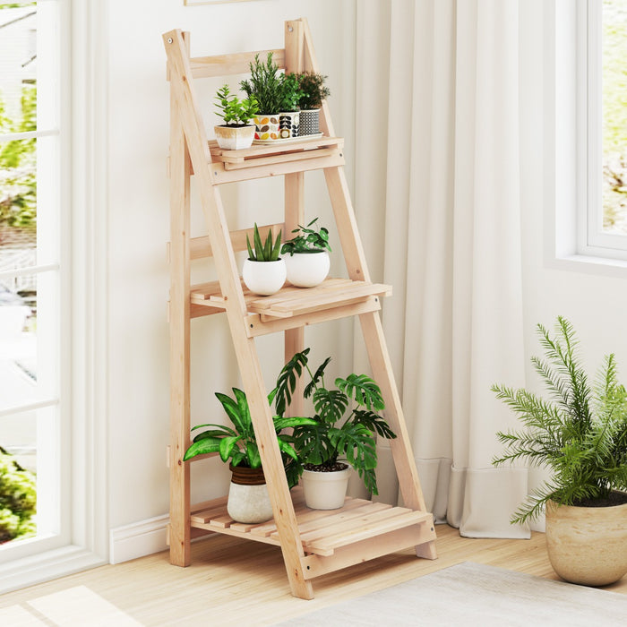 Foldable Ladder Storage Shelf for Potted Plants