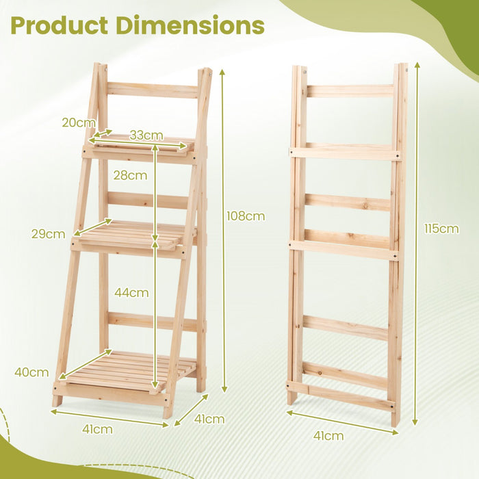 Foldable Ladder Storage Shelf for Potted Plants