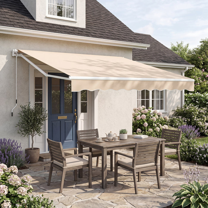 3 x 2.5 M Patio Retractable Awning with Manual Crank Handle and Adjustable Protection Shelter-